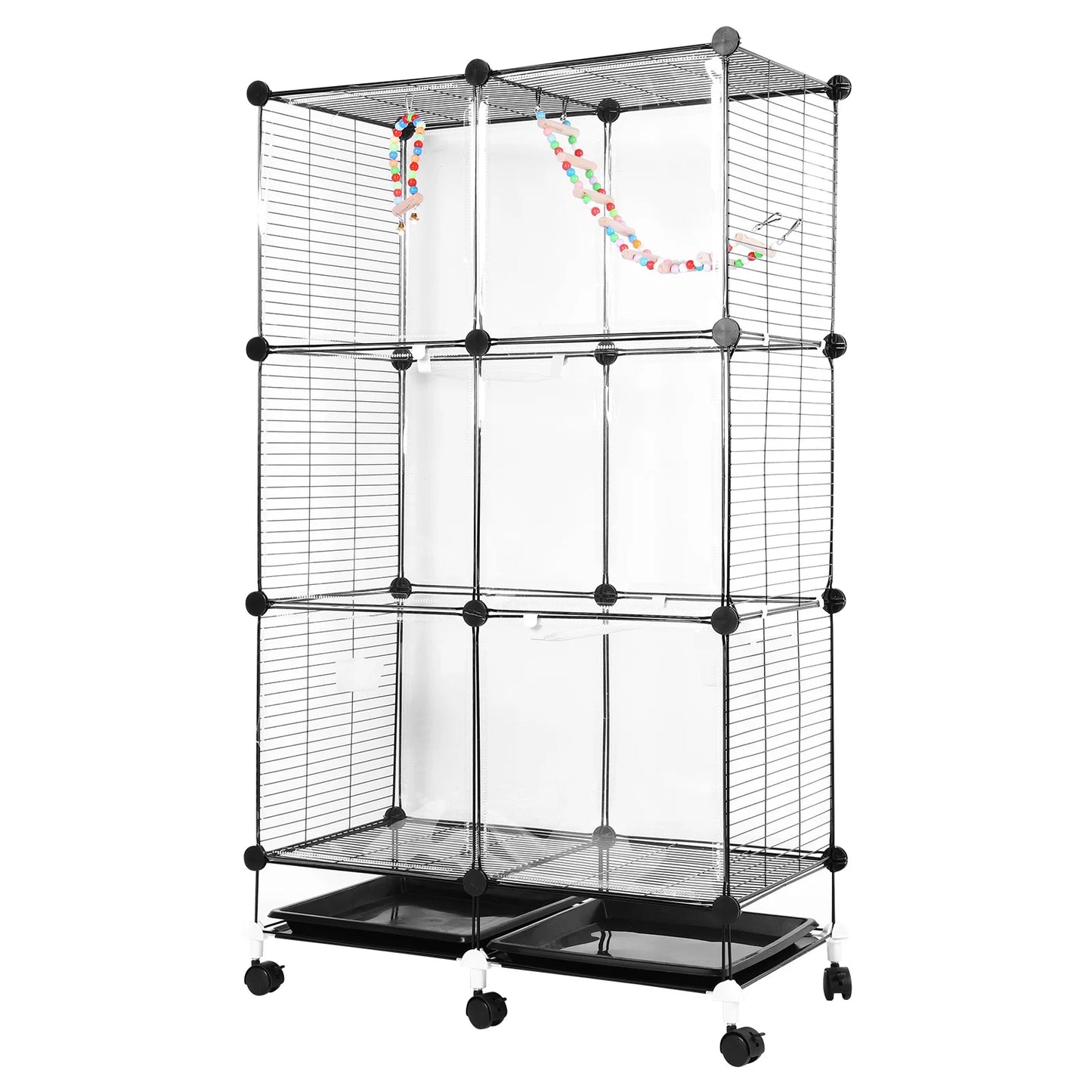 NONEM Metal Parrot Cage With Rolling Stand And Tray