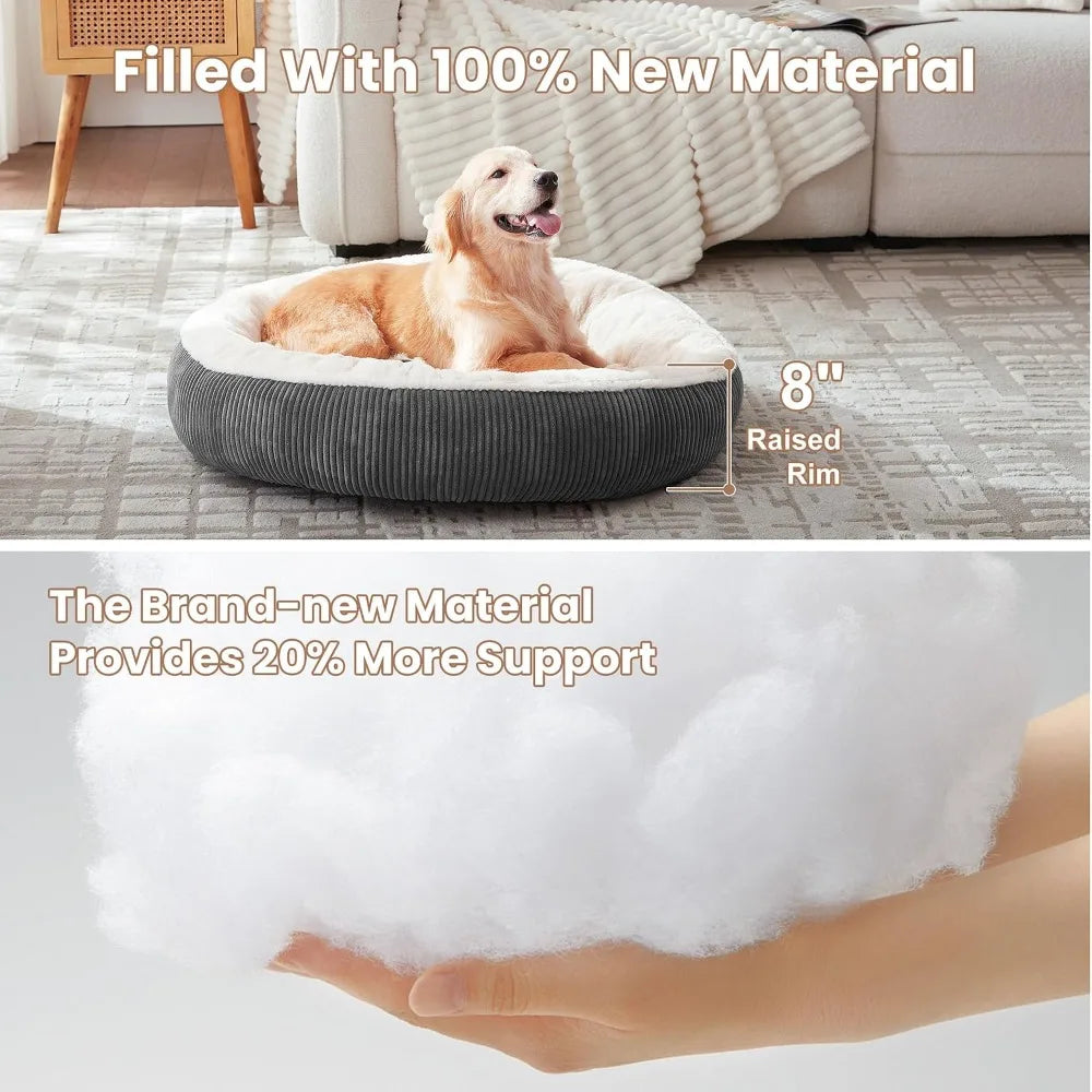Donut Dog Bed Calming Round Pet Bed With Washable Cover