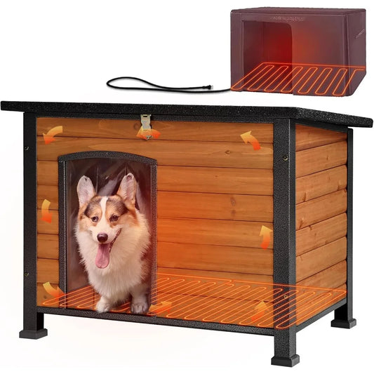 Insulated Outdoor Dog House With Heater And Metal Frame