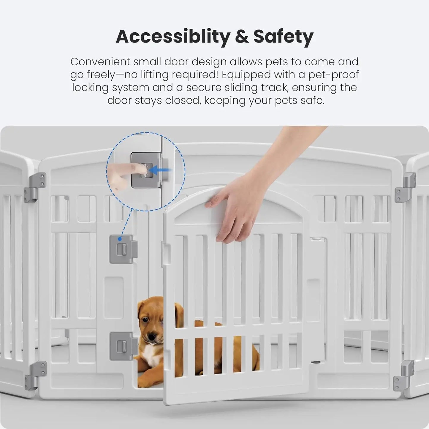 Six Panel Dog Playpen Indoor Outdoor With Secure Locking Door