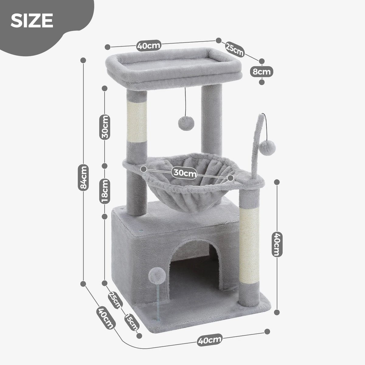 PAWZ Road Indoor Cat Tree With Sisal Post And Hammock
