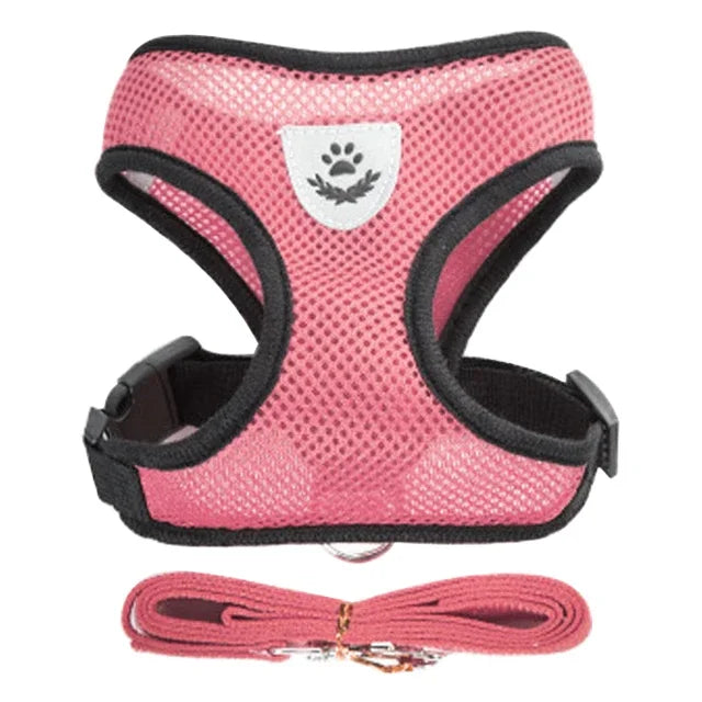 Cat And Small Dog Harness Vest With Leash Polyester Mesh