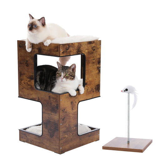 PAWZ Road Wood Cat Condo House With Scratching Pads