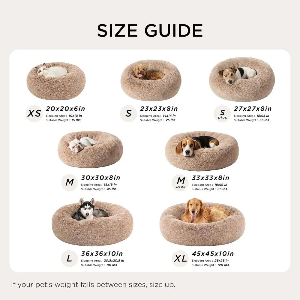 Donut Dog Bed Washable Anti Slip Plush Round Cozy Bed