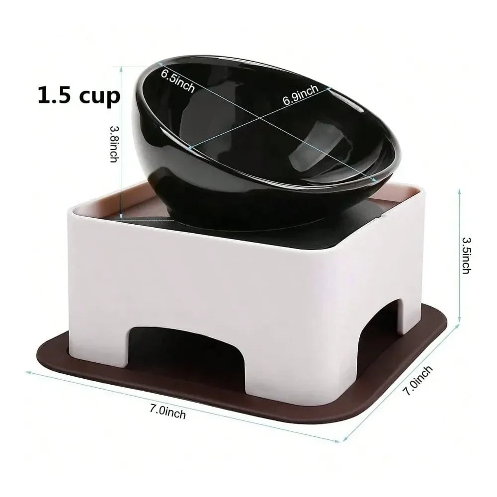 Wide Mouth Dog Feeding Bowl With Anti Skid Tilted Design