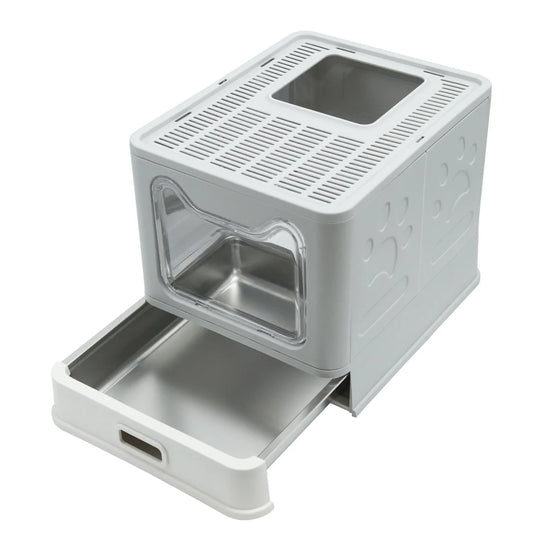 Bingopaw Detachable Enclosed Cat Litter Box With Stainless Steel Pan