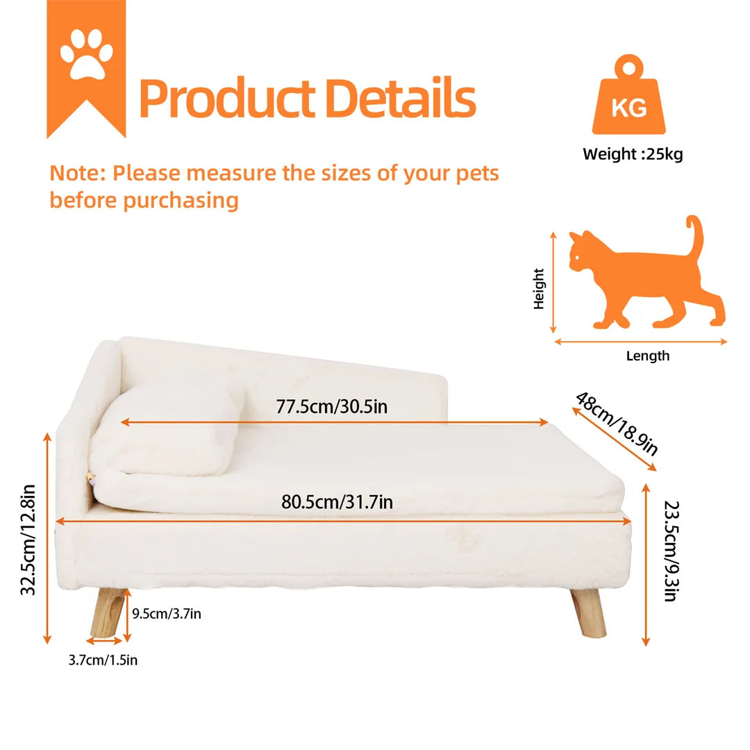 BINGOPAW L-Shape Pet Sofa Bed With Wooden Legs For Pets