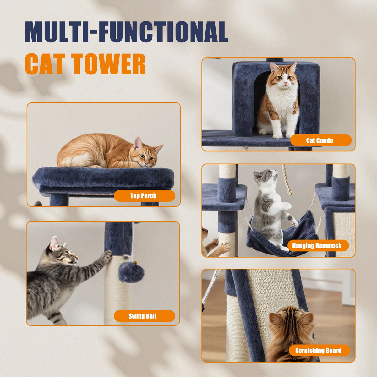 MCQ Cat Tree With Sisal Scratching Posts And Condo