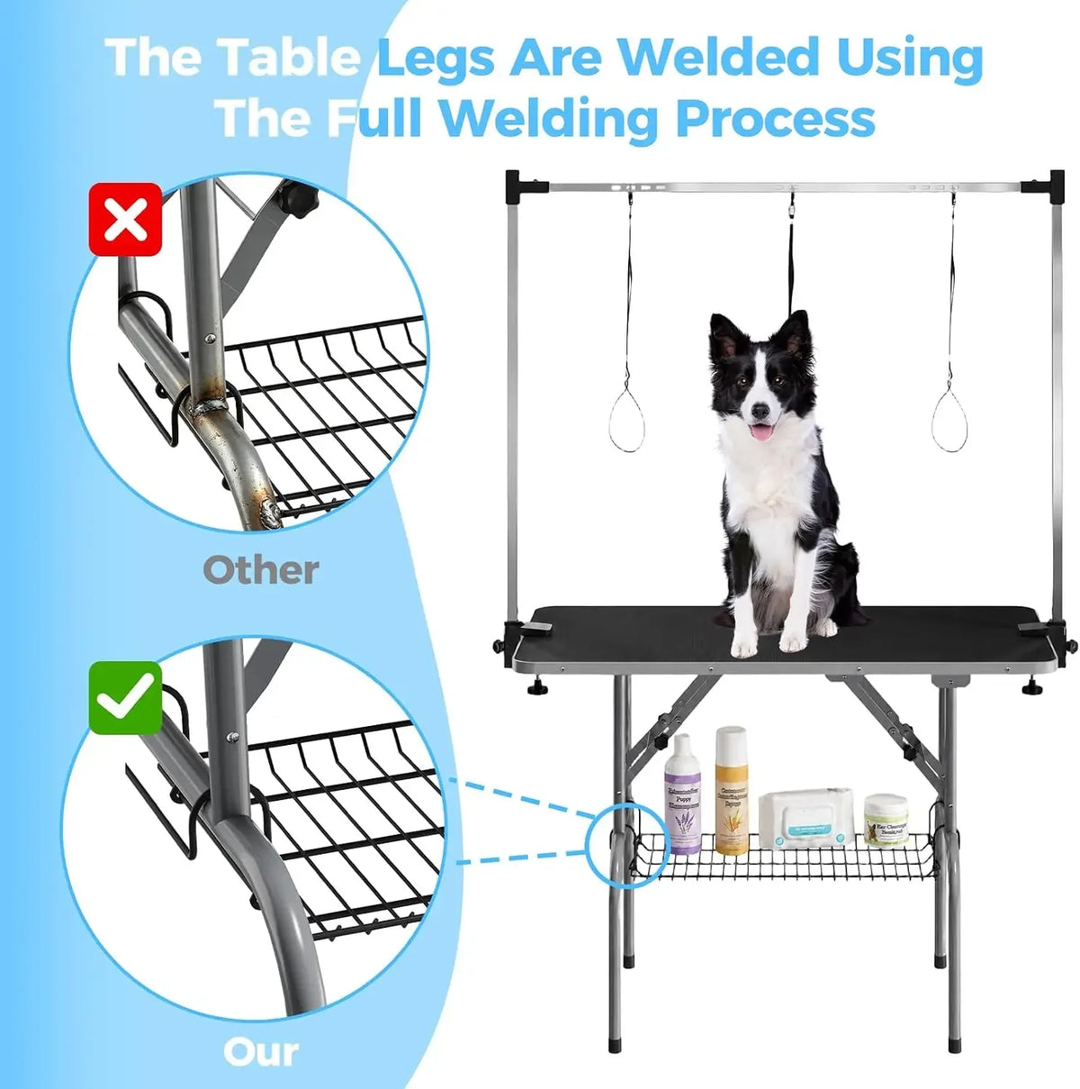 Garvee Professional Foldable Dog Grooming Table With Adjustable H Arm