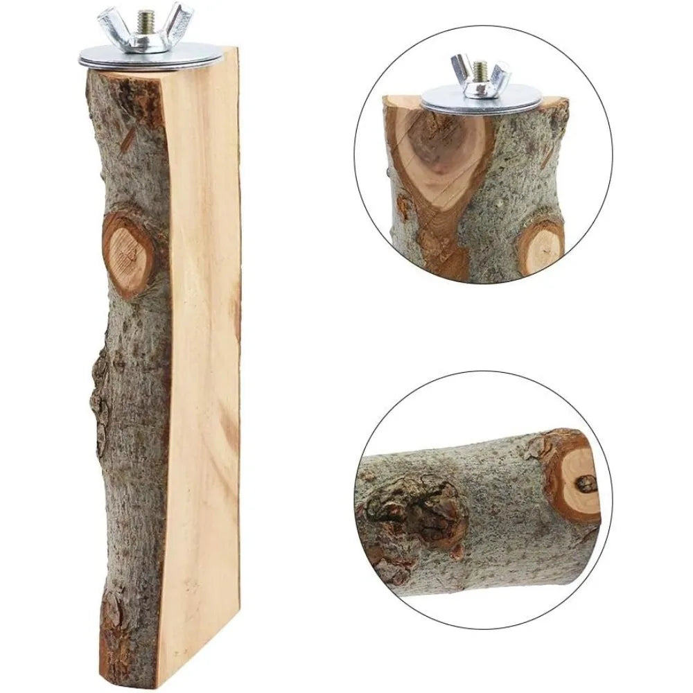 NONECN 4-Pack Natural Wood Bird Perch Toys