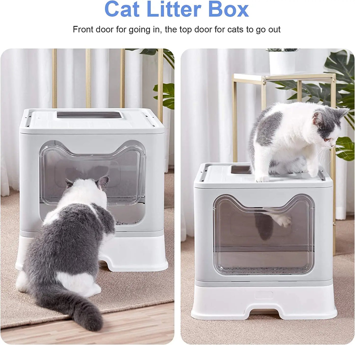 Cat Litter Box Foldable Hooded With Scoop And Drawer