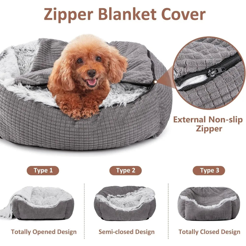 Rectangle Cave Hooded Dog Bed Orthopedic Pet Bed For Dogs