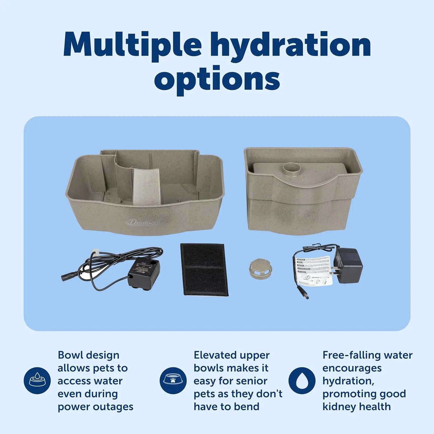 Multi-Tier Pet Fountain For Cats And Dogs With Filtration