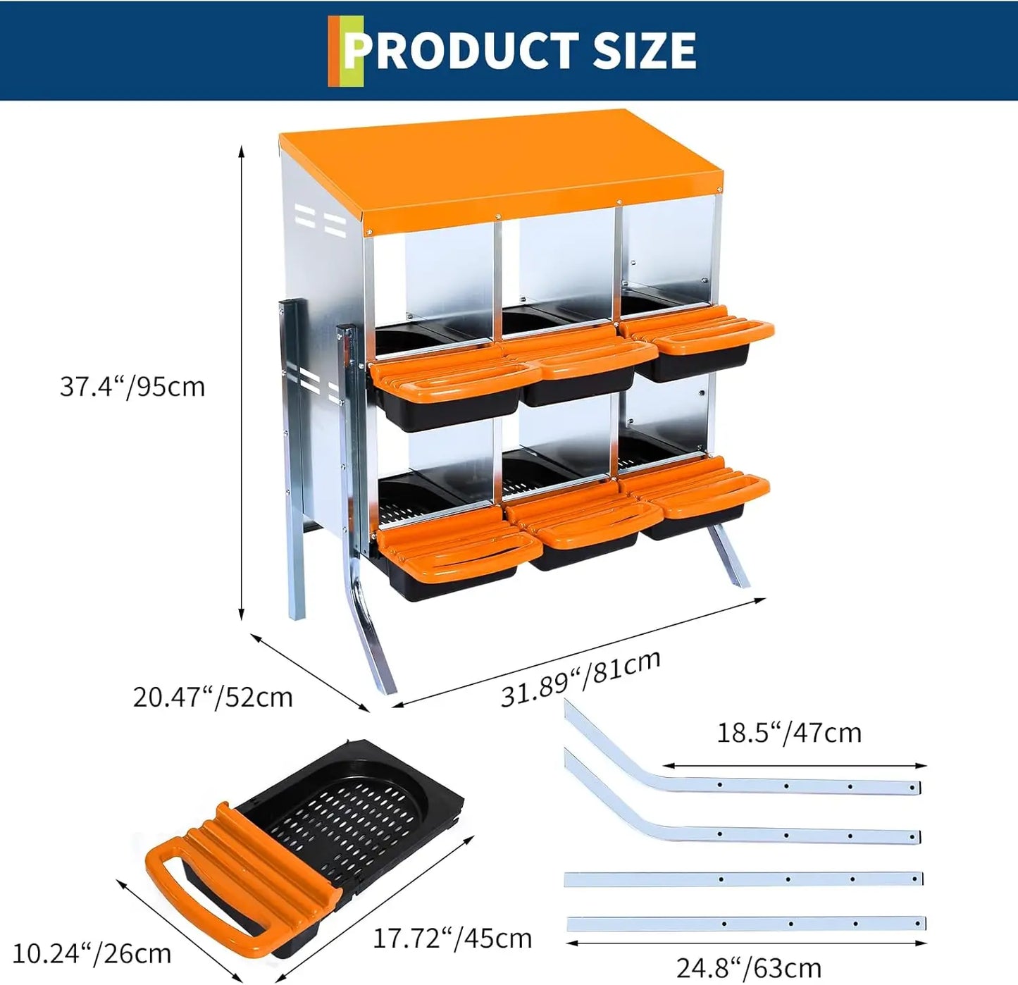 HiMISS Galvanized Chicken Nesting Box With Removable Lid