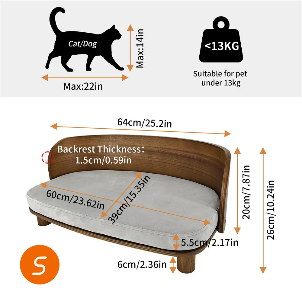 BORWART CN Elevated Wood Pet Sofa Bed With Cushion