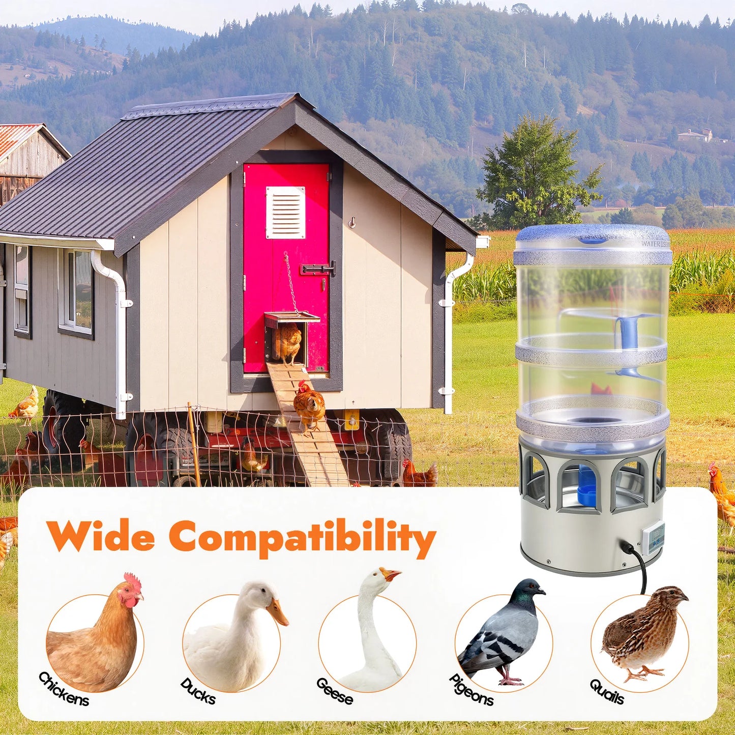 Chicken Water Heater 80W Stainless Steel LED Display For Poultry