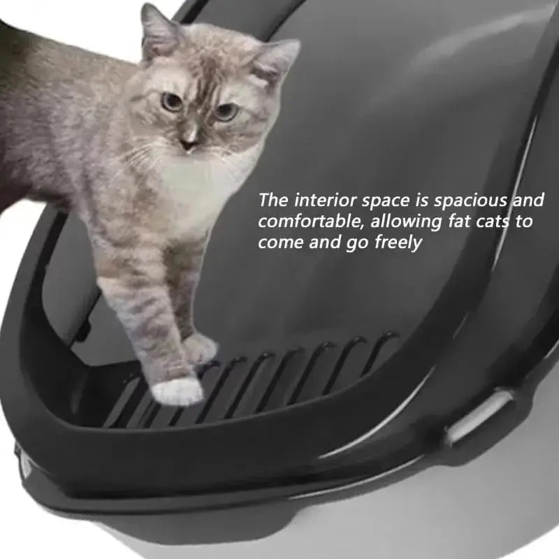 Semi-Enclosed Cat Litter Box Splashproof Kitten Toilet Tray Indoor Use