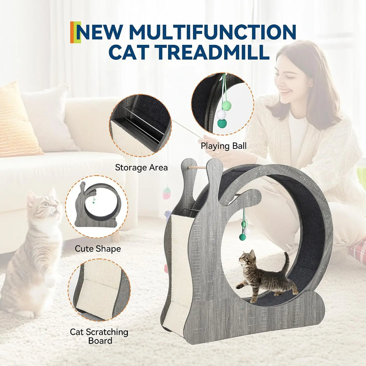 Garvee Cat Exercise Wheel with Scratching Board and Play Balls
