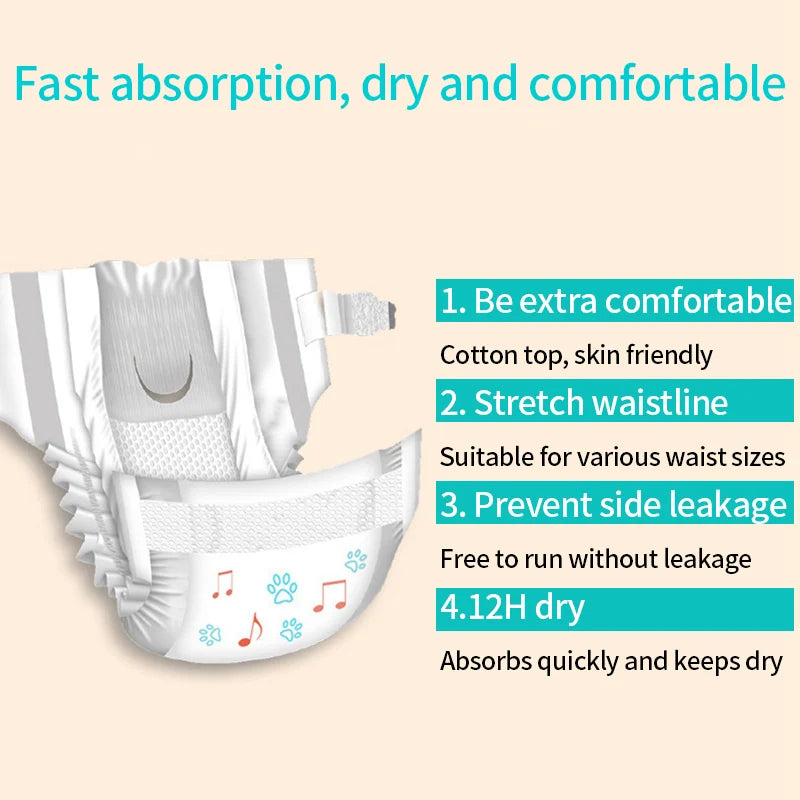 Female Dog Diaper Super Absorption Leakproof Nappies For Puppies