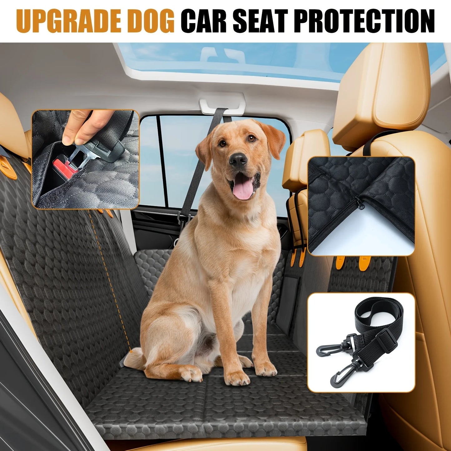 NONECN Dog Car Seat Cover Back Seat Extender Waterproof