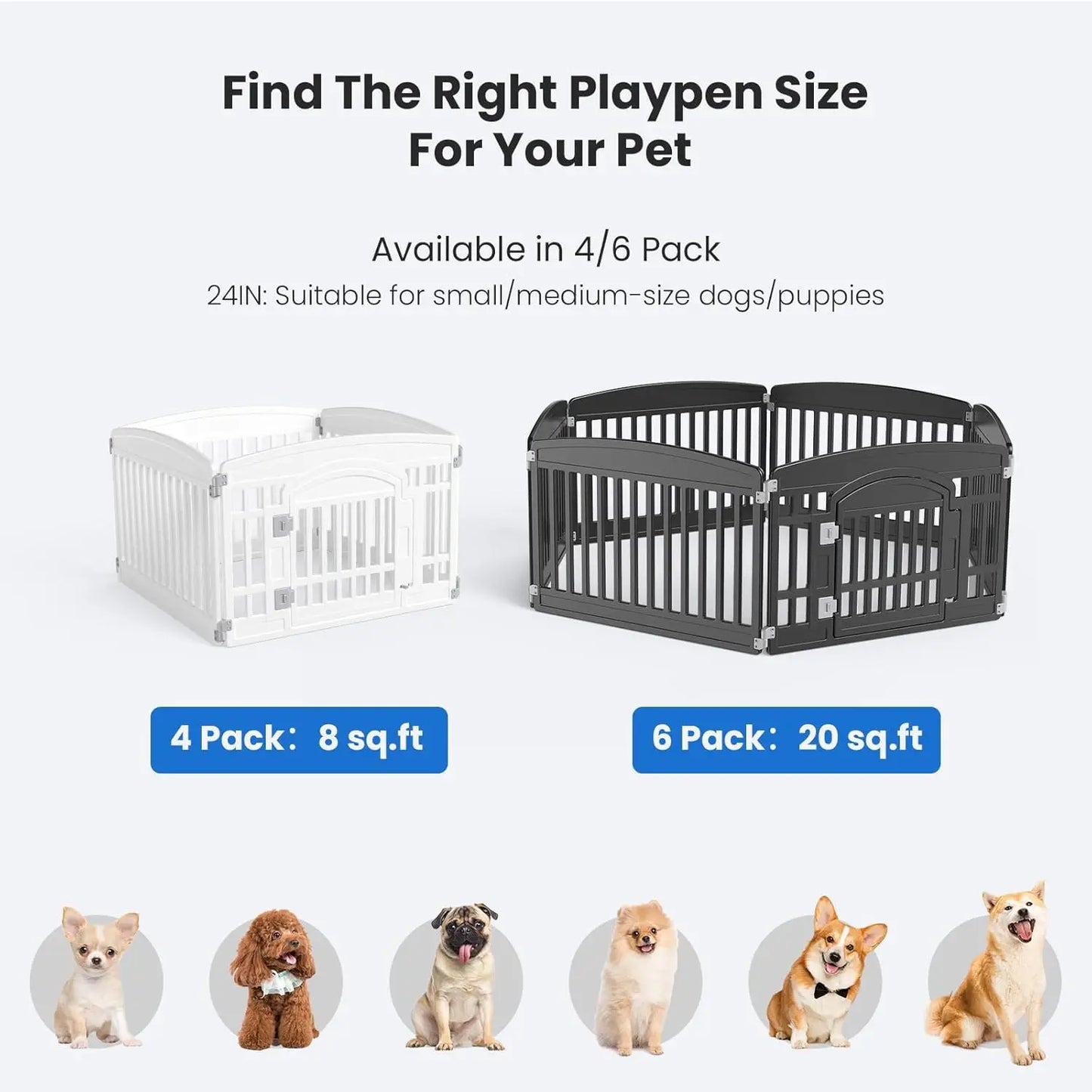 Six Panel Dog Playpen Indoor Outdoor With Secure Locking Door