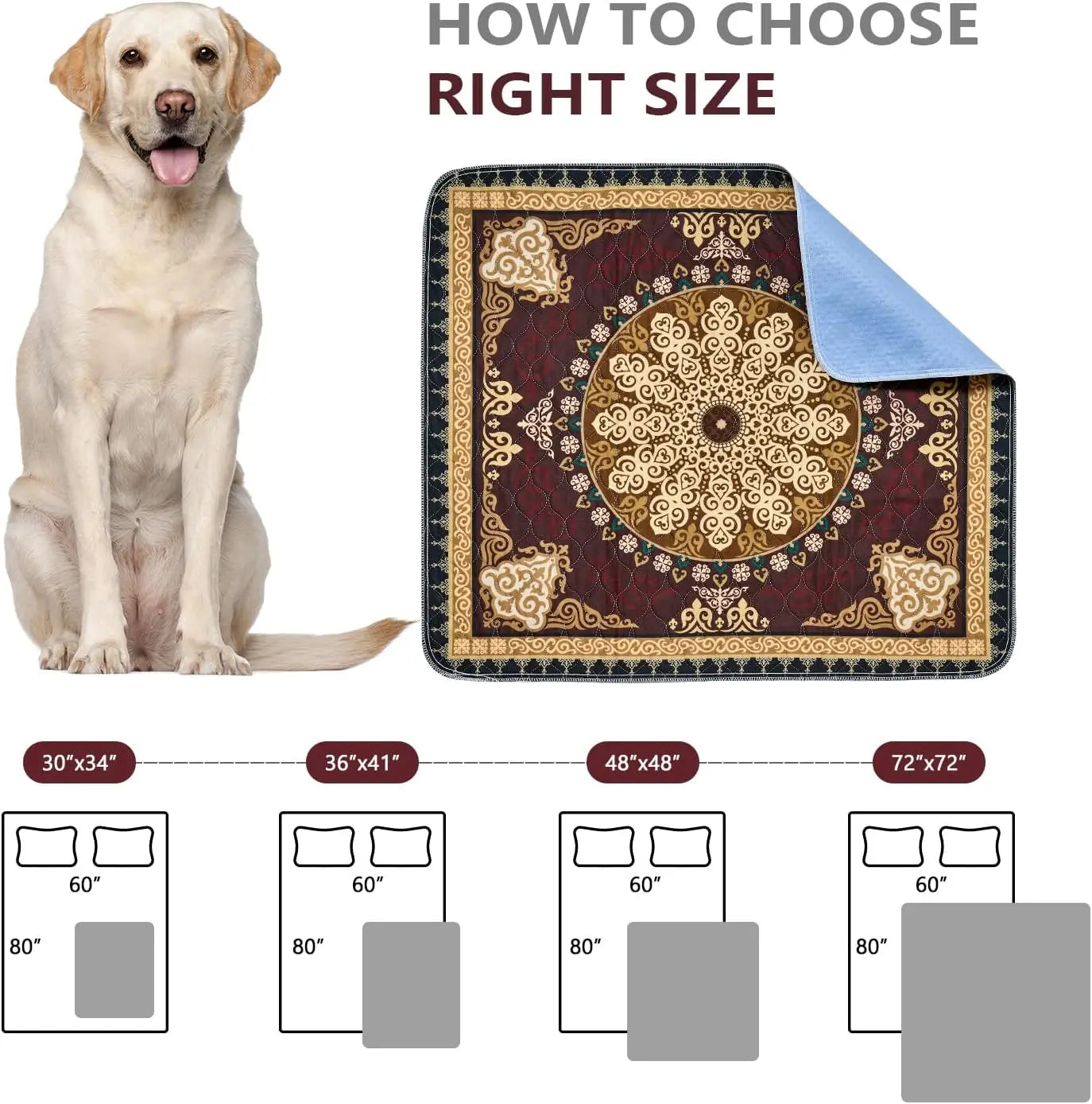 Washable Reusable Dog Pee Pads Super Absorbent Leakproof Non-Slip Mats