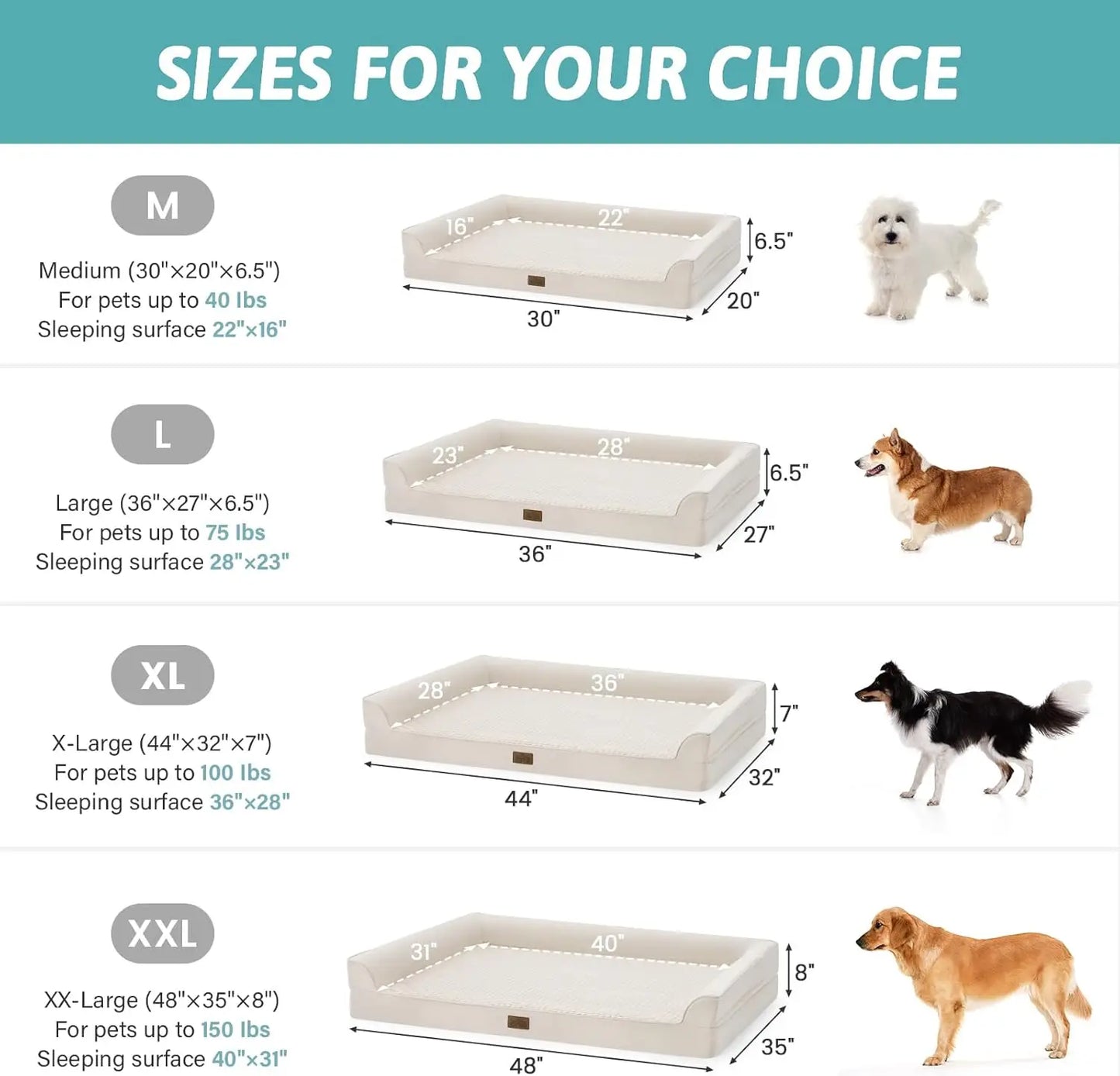 Orthopedic Dog Bed With Waterproof Lining And Egg Crate Foam Up To 100 Lbs