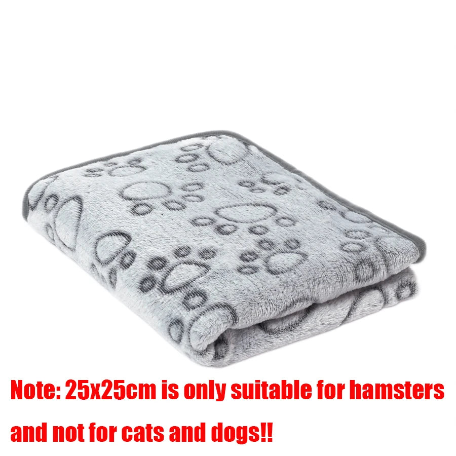 Soft Fluffy Flannel Pet Blanket for Dogs Paw Print