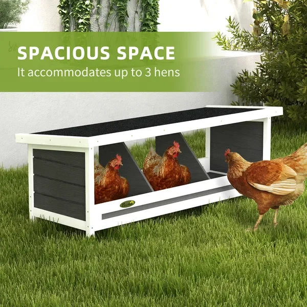 Wood Nesting Boxes for Up to Three Chickens with Roof