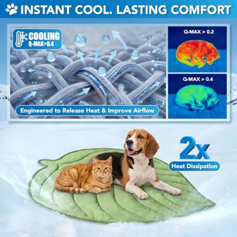 Reversible Dog Cooling Mat With Soft Fleece Pet Blanket