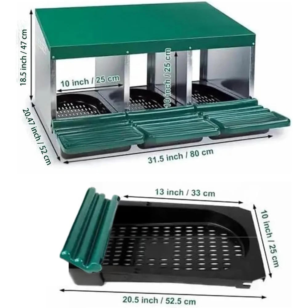 HiMISS 3 Compartment Roll Out Nesting Box for Chickens