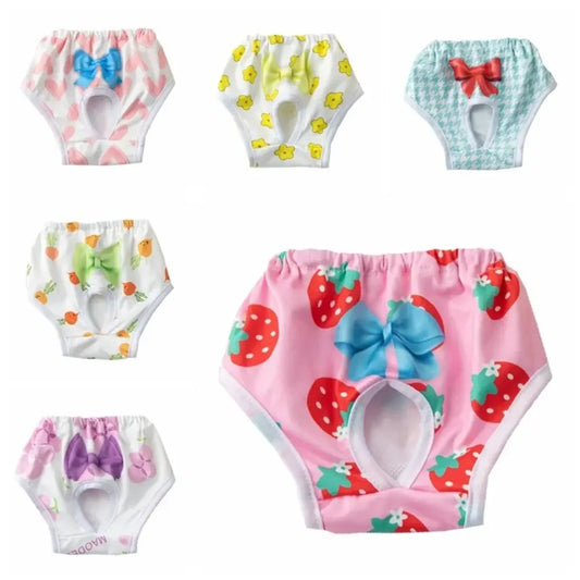 Washable Cartoon Print Dog Diaper Pants Leakproof Breathable
