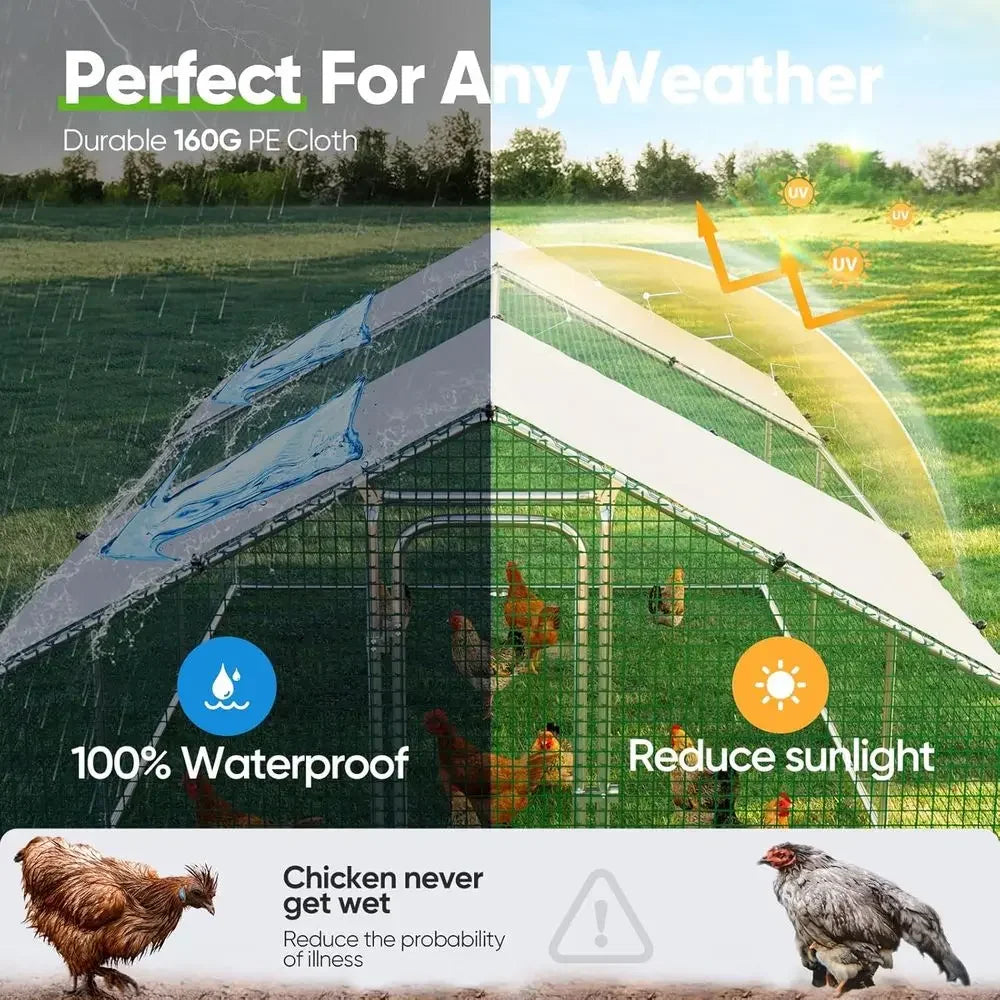 Walk-In Galvanized Chicken Coop With Waterproof Roof