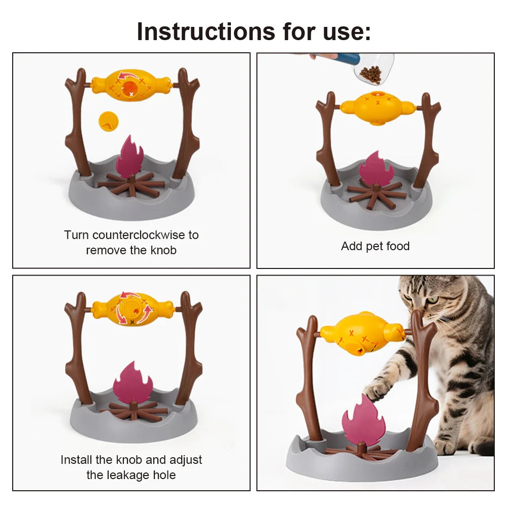 Cats Treat-Dispensing Slow Feeder 360 Degree Rotating Snack Bowl