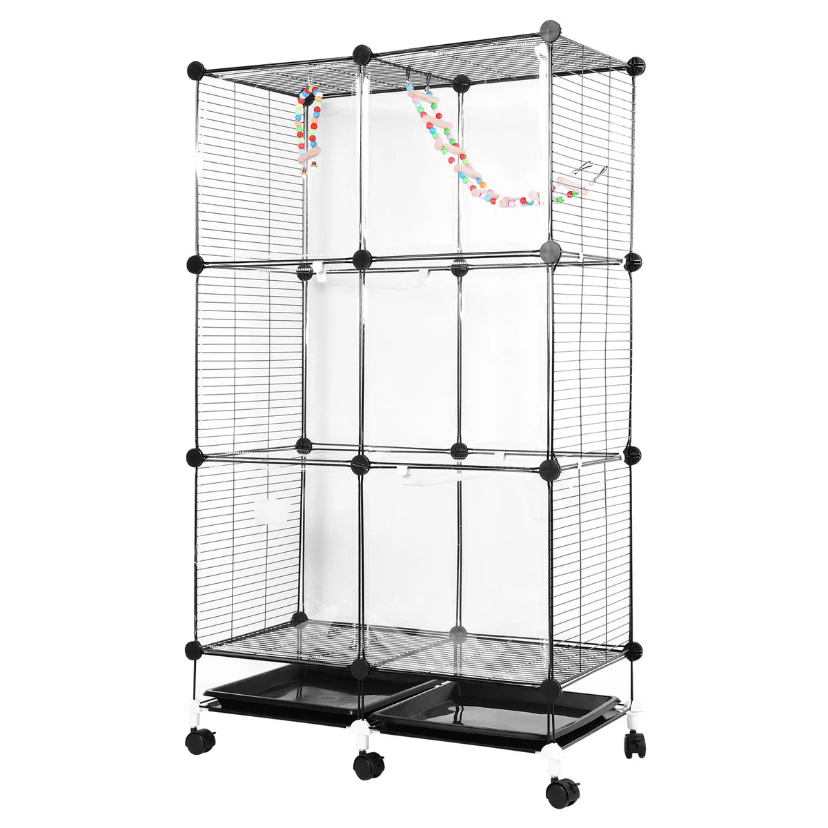 Multilevel Parrot Bird Cage With Rolling Stand And Removable Tray