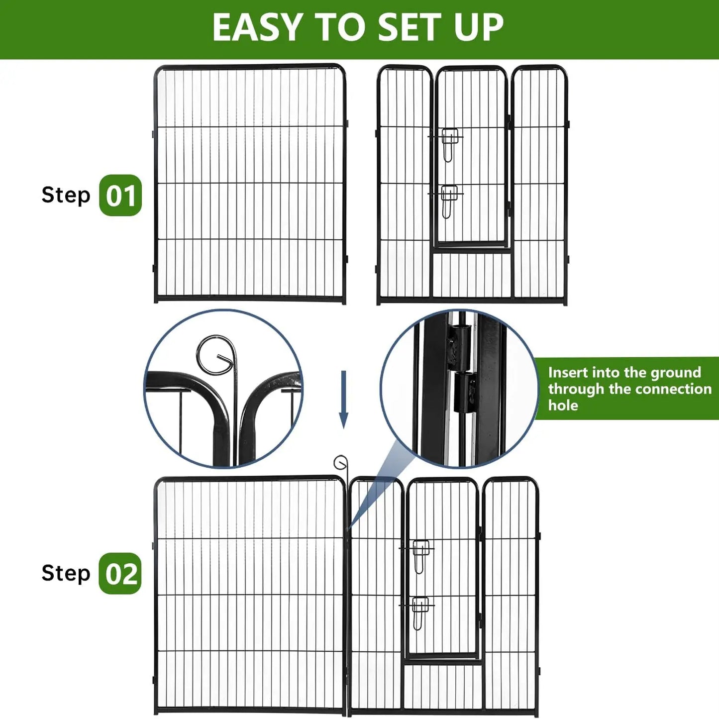 Dog Playpen Heavy Duty Metal Exercise Pen Indoor Outdoor Fence