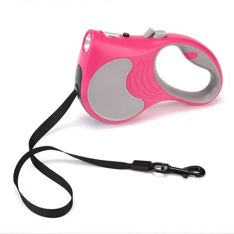 Retractable 5m Dog Leash With Lights For All Pets Durable