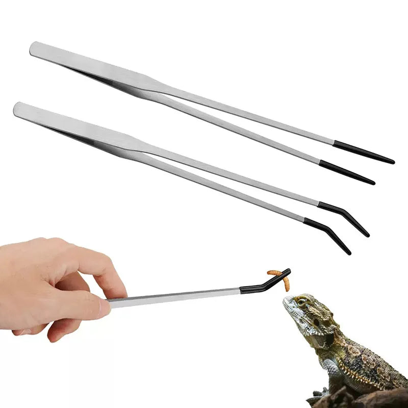 Stainless Steel Bent Tip Tweezers For Crafts And Reptile Handling