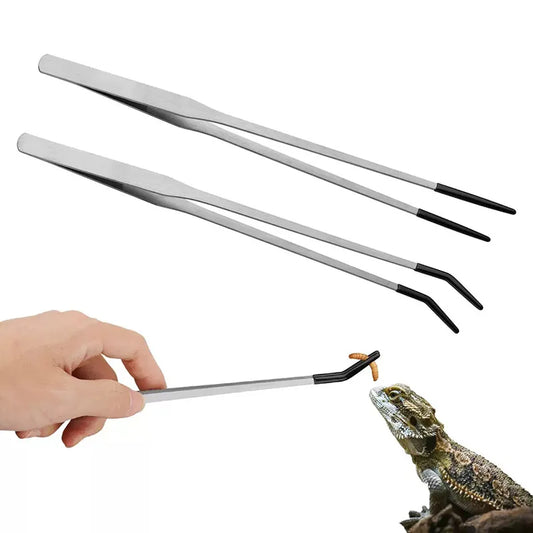 Stainless Steel Bent Tip Tweezers For Crafts And Reptile Handling