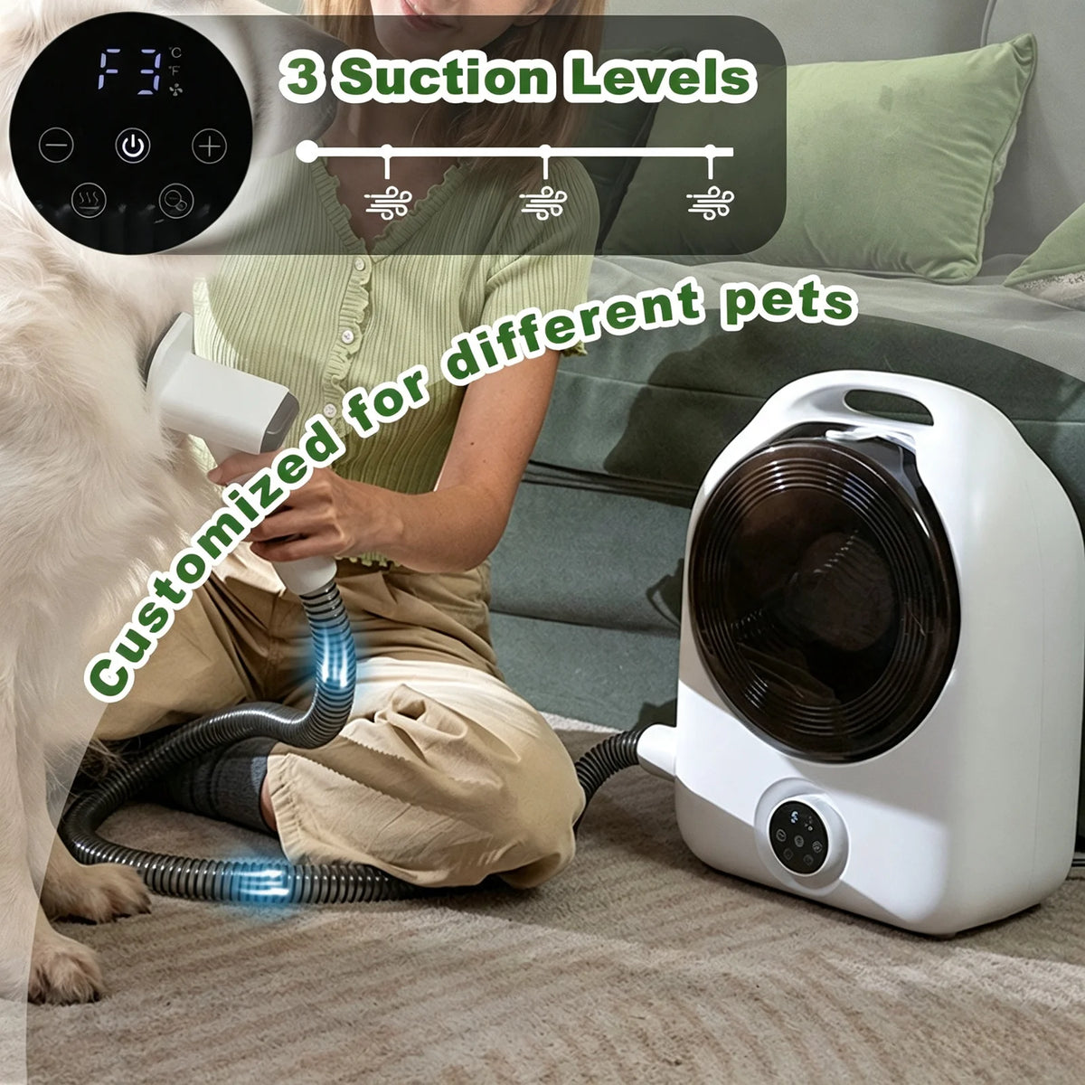 Professional 5In1 Pet Grooming Vacuum Trimmer Tool Set