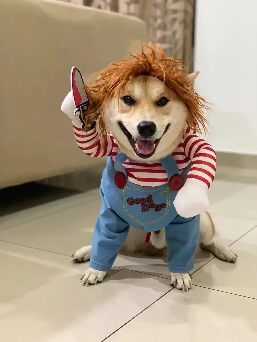 Halloween Chucky Doll Costume For Dogs And Cats Funny Outfit