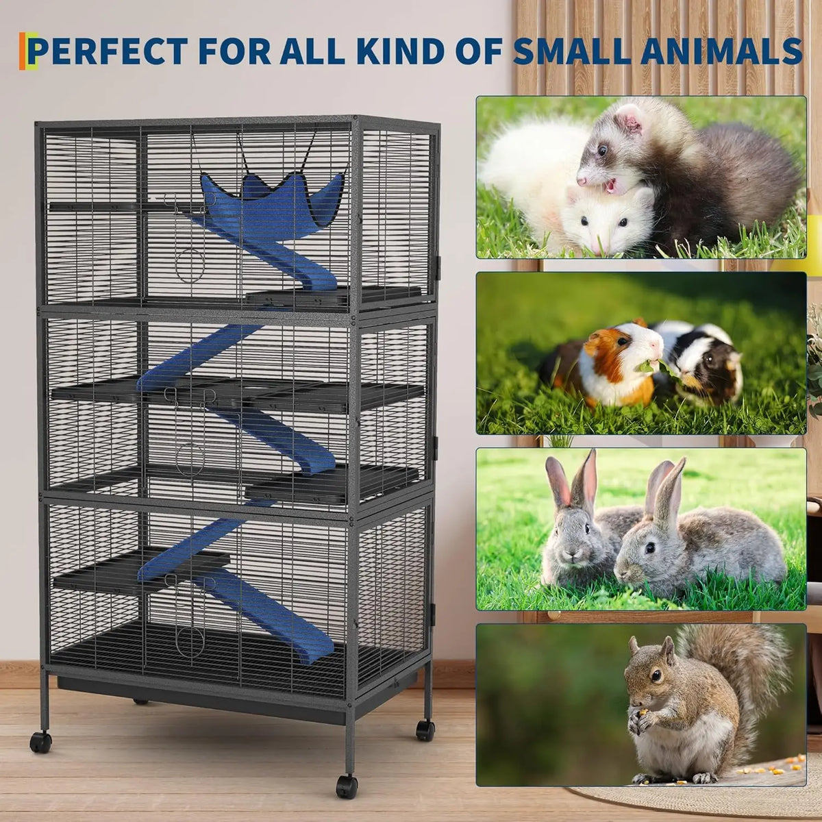 Six Tier Stainless Steel Bird Cage With Rolling Stand