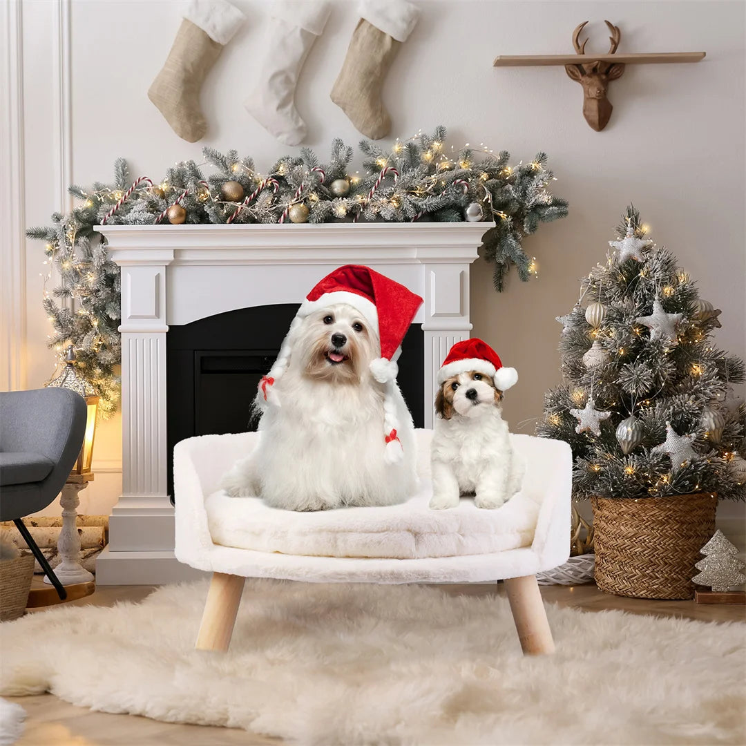 BINGOPAW Luxury Plush Cat Bed Nesting Chair With Wood Legs