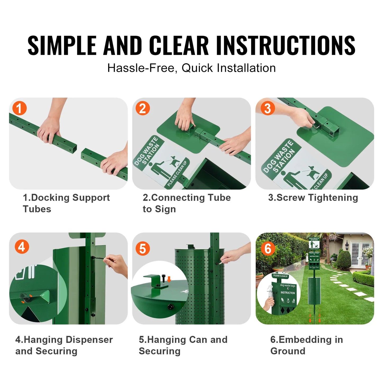 Dog Waste Station With Hand Wash Bottle For Outdoor Use
