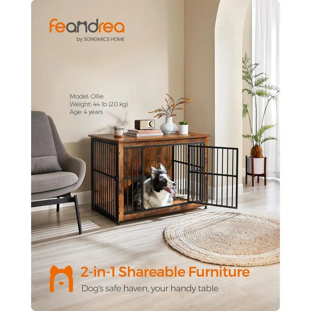 Heavy Duty Wooden Dog Crate End Table For Pets Indoors