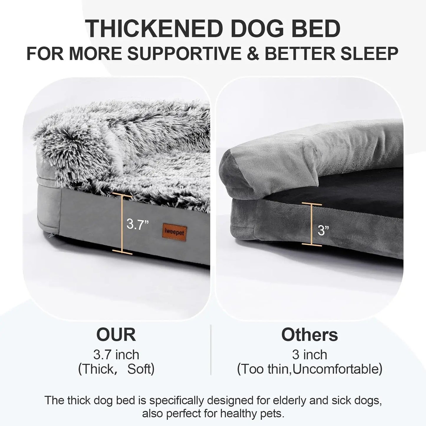 Thickened Orthopedic Dog Bed With Egg Crate Foam Waterproof Lining