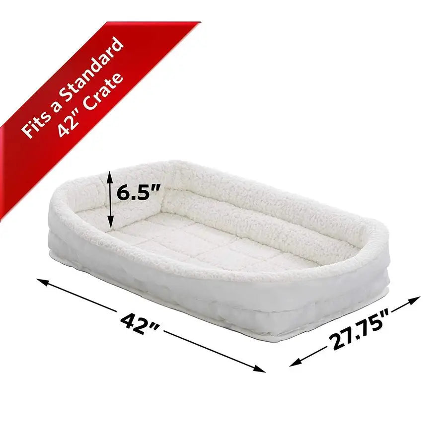 XMSJ QuietTime Double Bolster Pet Bed for Dogs Machine Washable