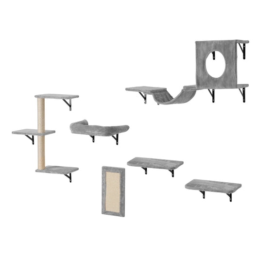 SucceBuy Wall Mounted Cat Shelves With Jumping Boards And Perches