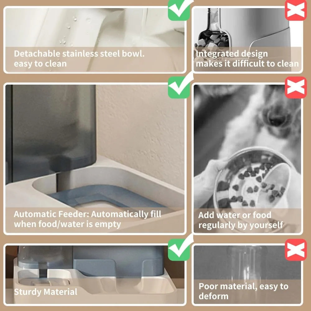Automatic Dual-Function Pet Bowl With Enclosed Water And Grain Storage