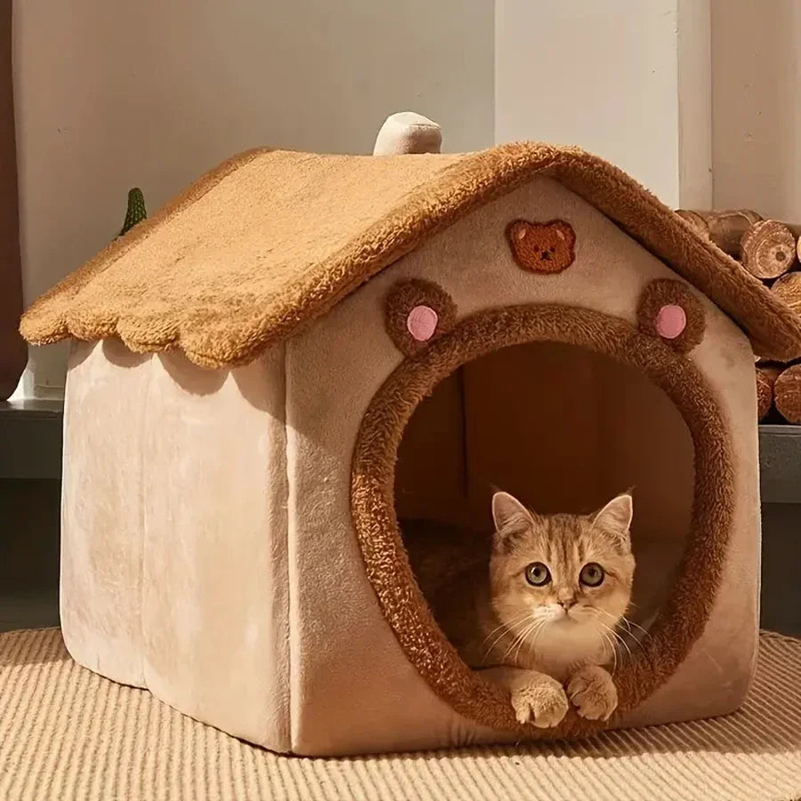 NONECN Foldable Pet House Removable Washable Cat Bed